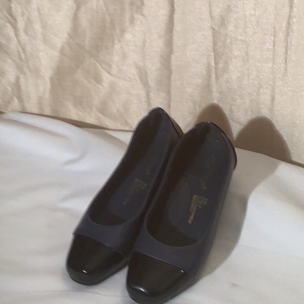 Navy & Black Leather Flats Versatile Comfort Angel Steps